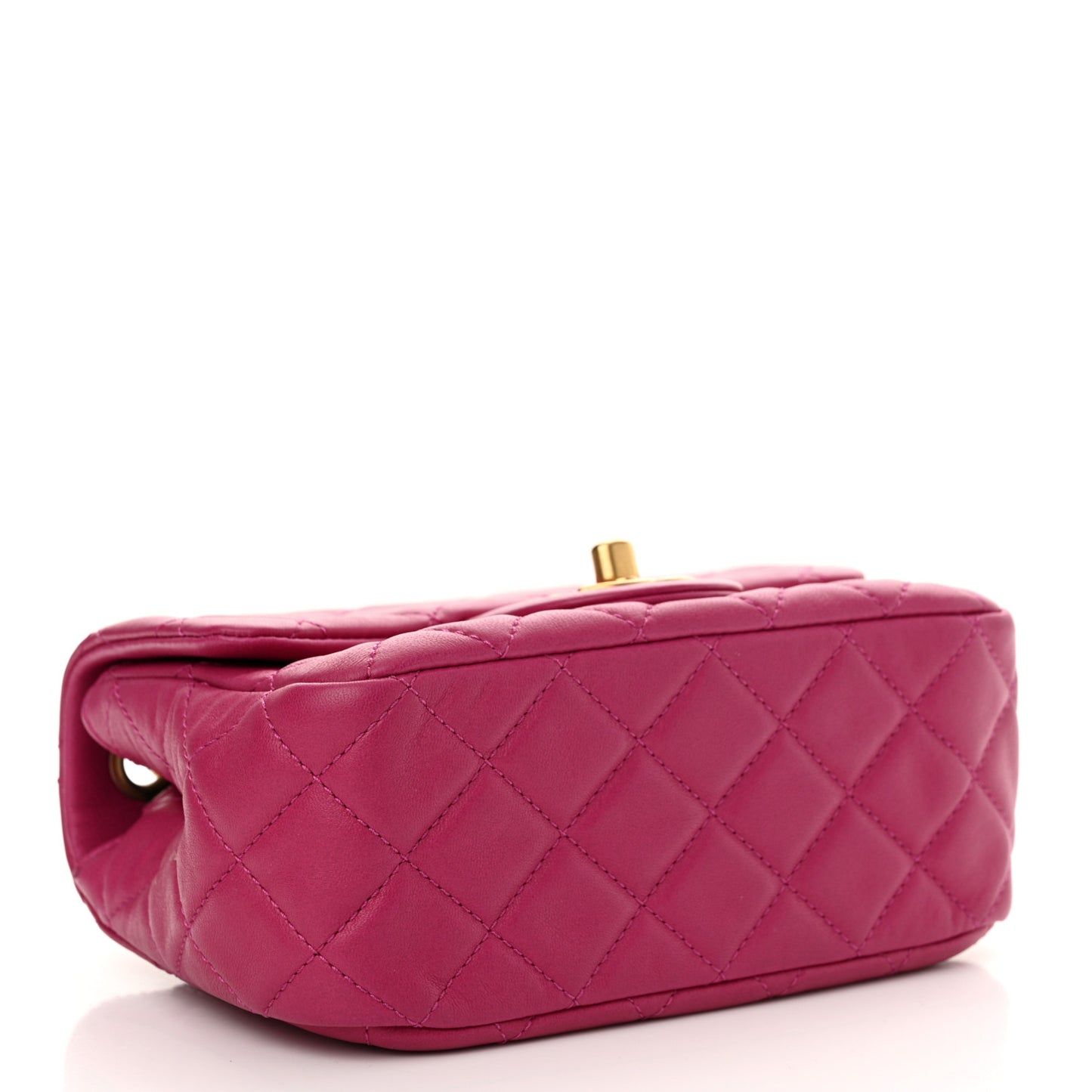 Lambskin Quilted Mini Pearl Crush Flap Purple