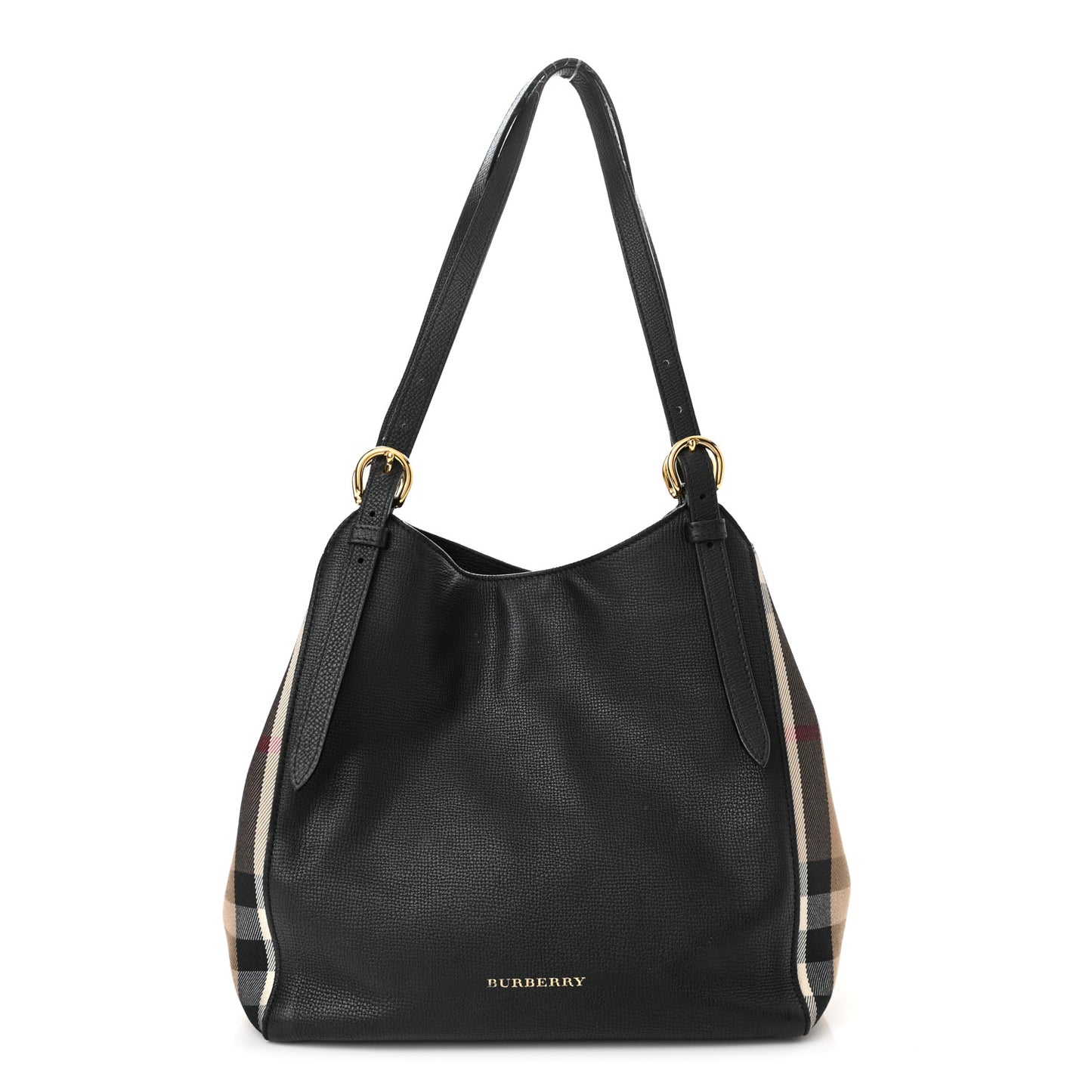 Grainy Calfskin House Check Small Canterbury Black
