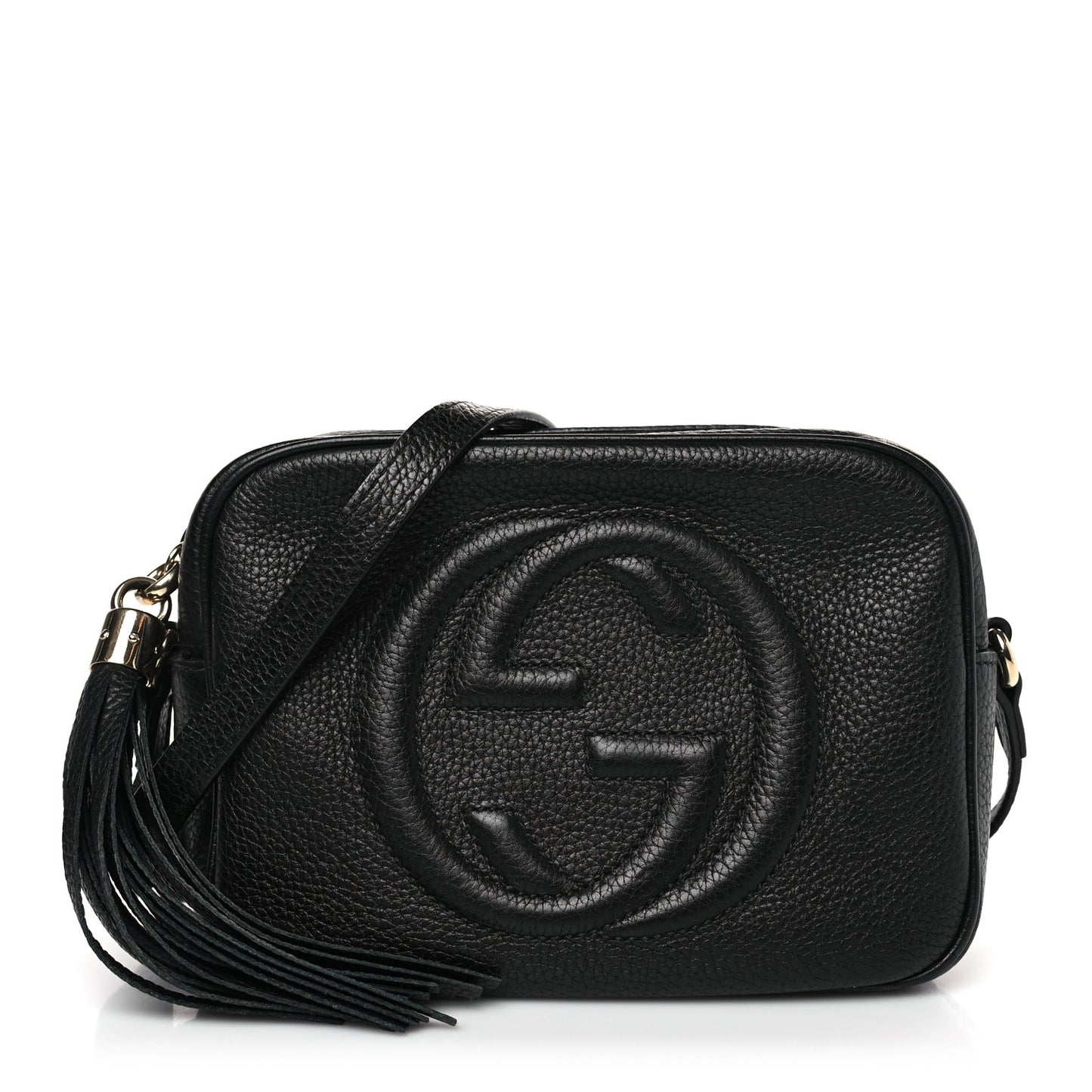 Pebbled Calfskin Small Soho Disco Bag Black