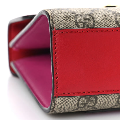 Gucci GG Supreme Monogram Calfskin Small Padlock Shoulder Bag Beige Hibiscus Red New Rosette 8 of 12