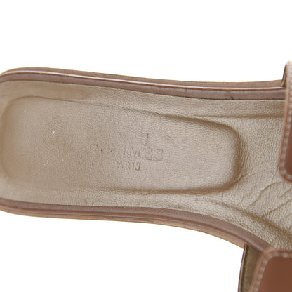 Hermes Box Calfskin Oran Sandals 37.5 Gold 7 of 8