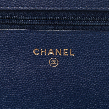 Chanel Caviar Quilted Golden Class Wallet On Chain WOC Navy 6 of 10
