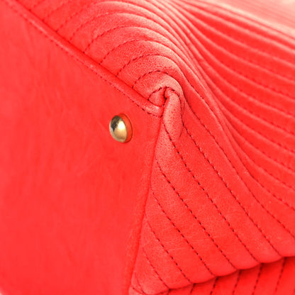 Chanel Wrinkled Lambskin Chevron Quilted Large Surpique Tote Red 12 of 20