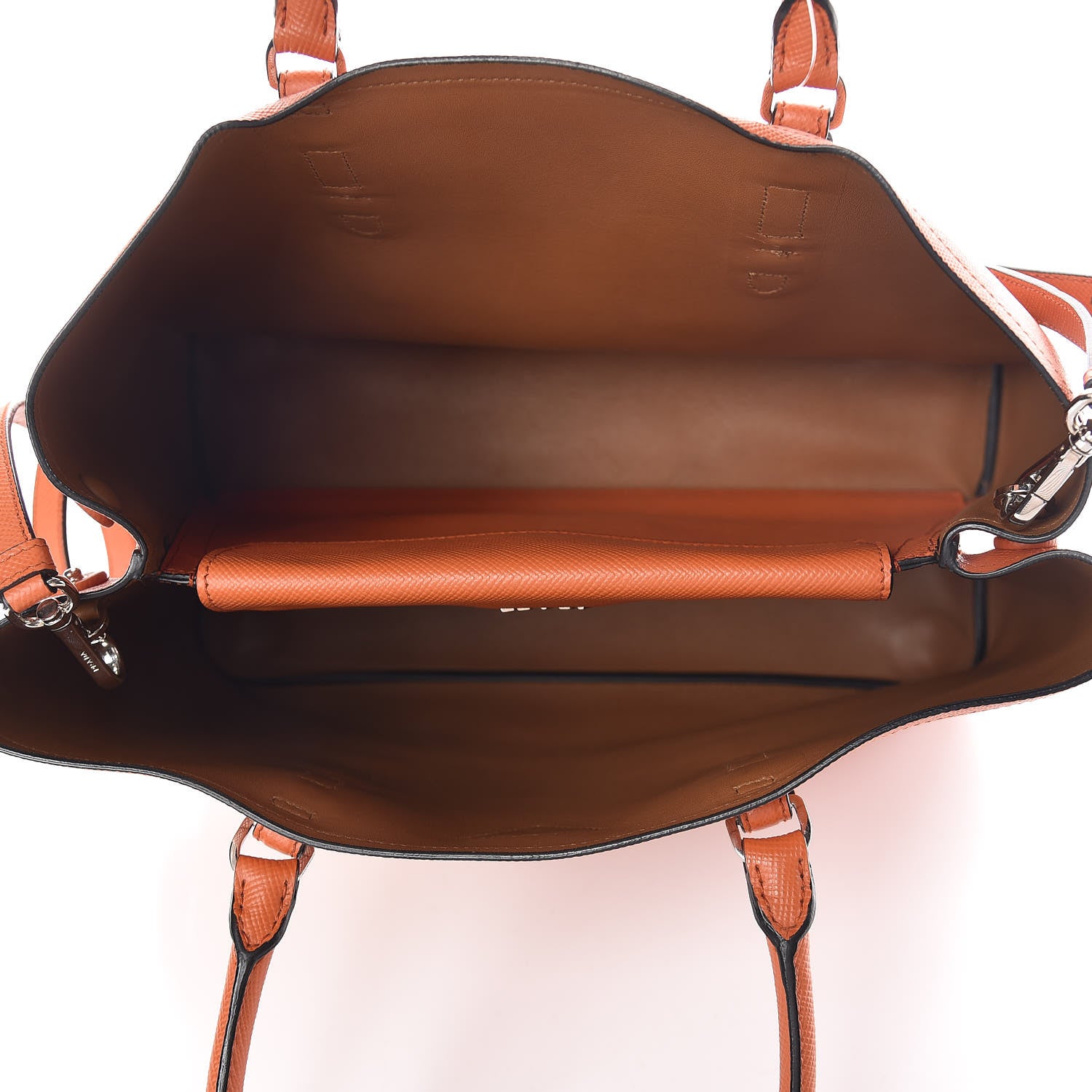 Prada Saffiano Cuir Medium Double Handle Tote Papaya 6 of 11