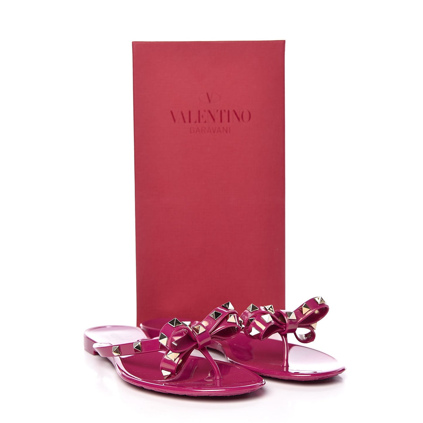 PVC Jelly Rockstud Bow Thong Sandals 41 Deep Cyclamin