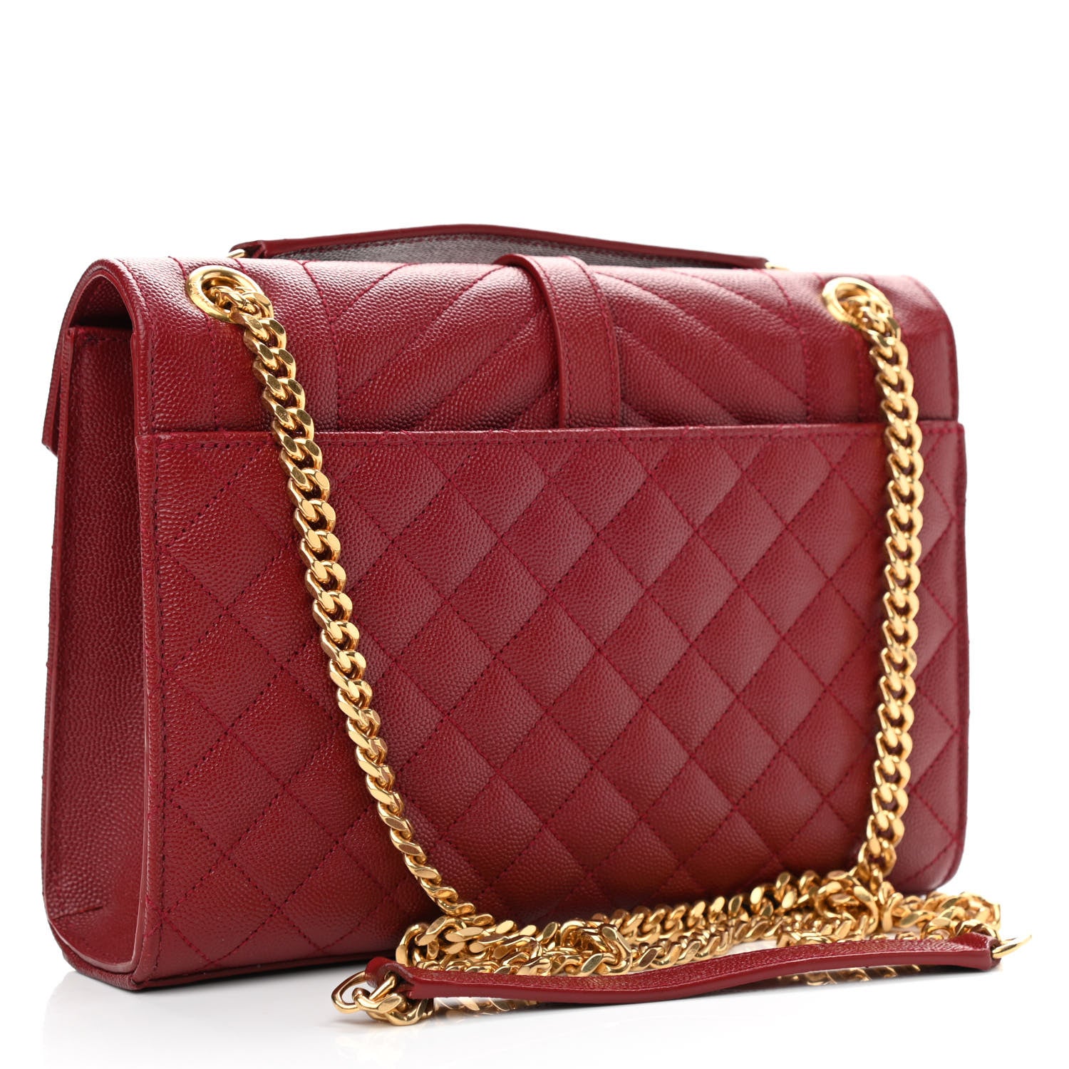Saint Laurent Grain De Poudre Textured Mixed Matelasse Triquilt Medium Monogram Satchel Oxblood 2 of 13