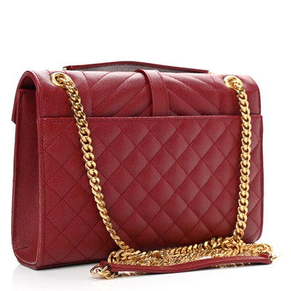 Saint Laurent Grain De Poudre Textured Mixed Matelasse Triquilt Medium Monogram Satchel Oxblood 2 of 13