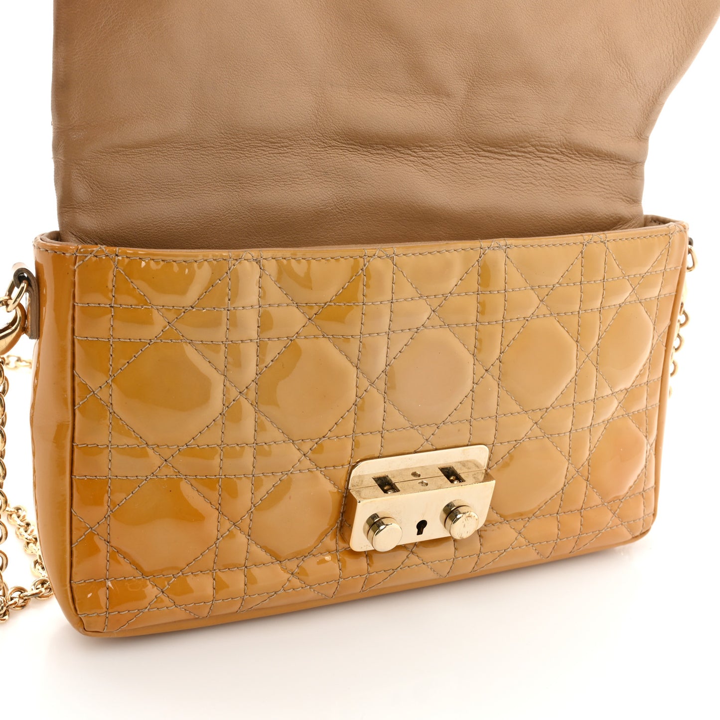 Patent Cannage Miss Dior Promenade Pouch Yellow