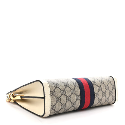 Gucci GG Supreme Monogram Textured Calfskin Web Small Ophidia Chain Shoulder Bag Beige Ebony Mystic White 4 of 11