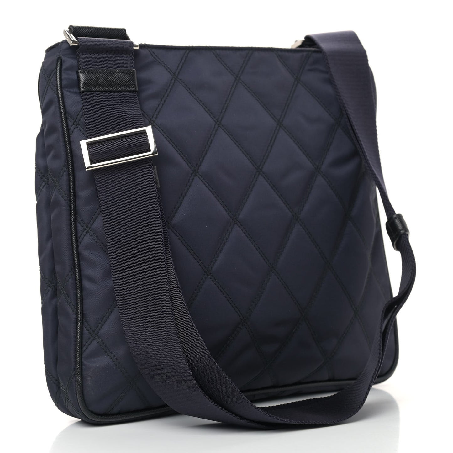 Nylon Tessuto Impuntu Quilted Shoulder Bag Blue Black
