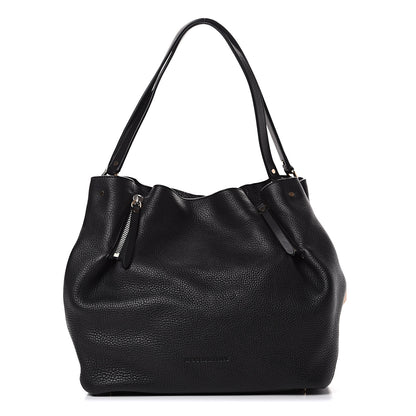 Burberry Grainy Calfskin House Check Medium Maidstone Black 1 of 12