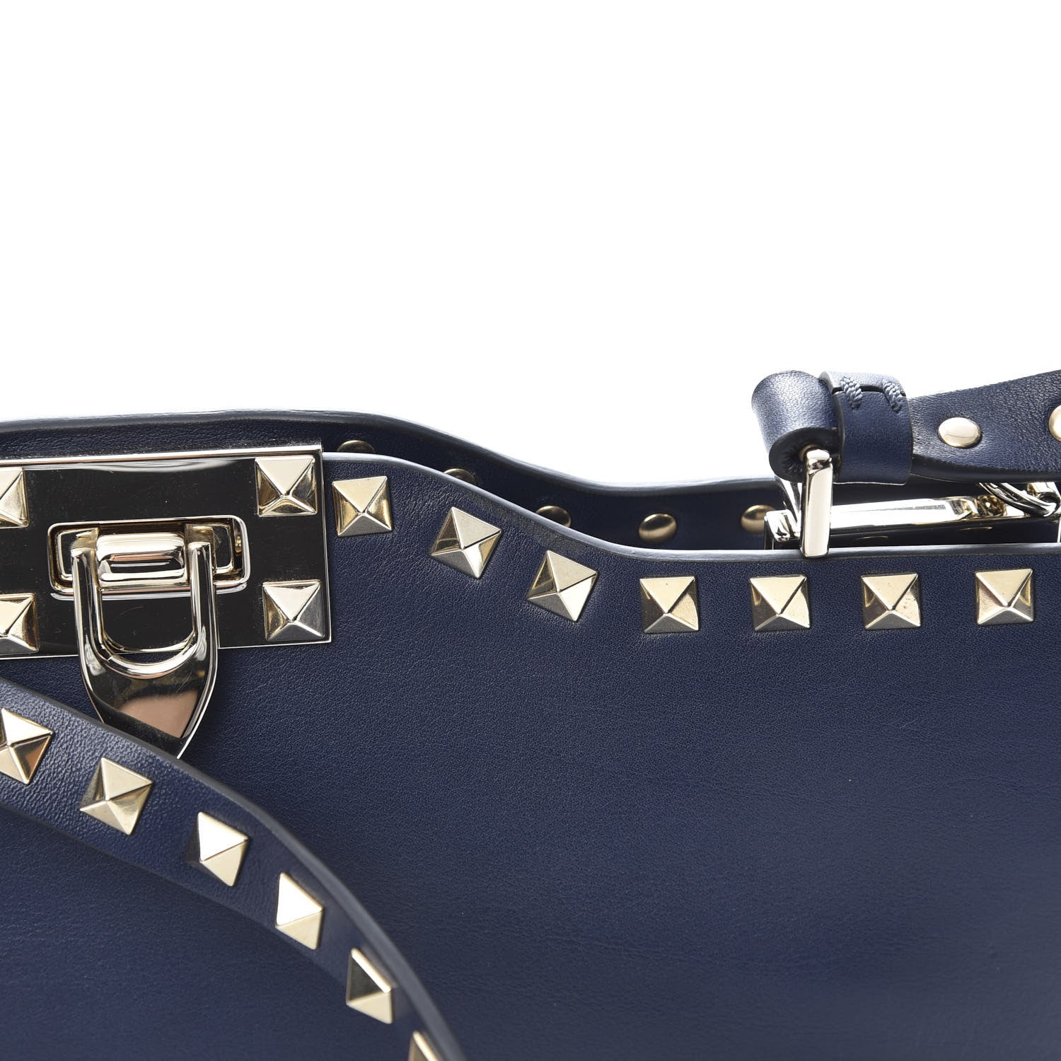 Valentino Garavani Vitello Rockstud Flip-Lock Shoulder Bag Marine 13 of 13