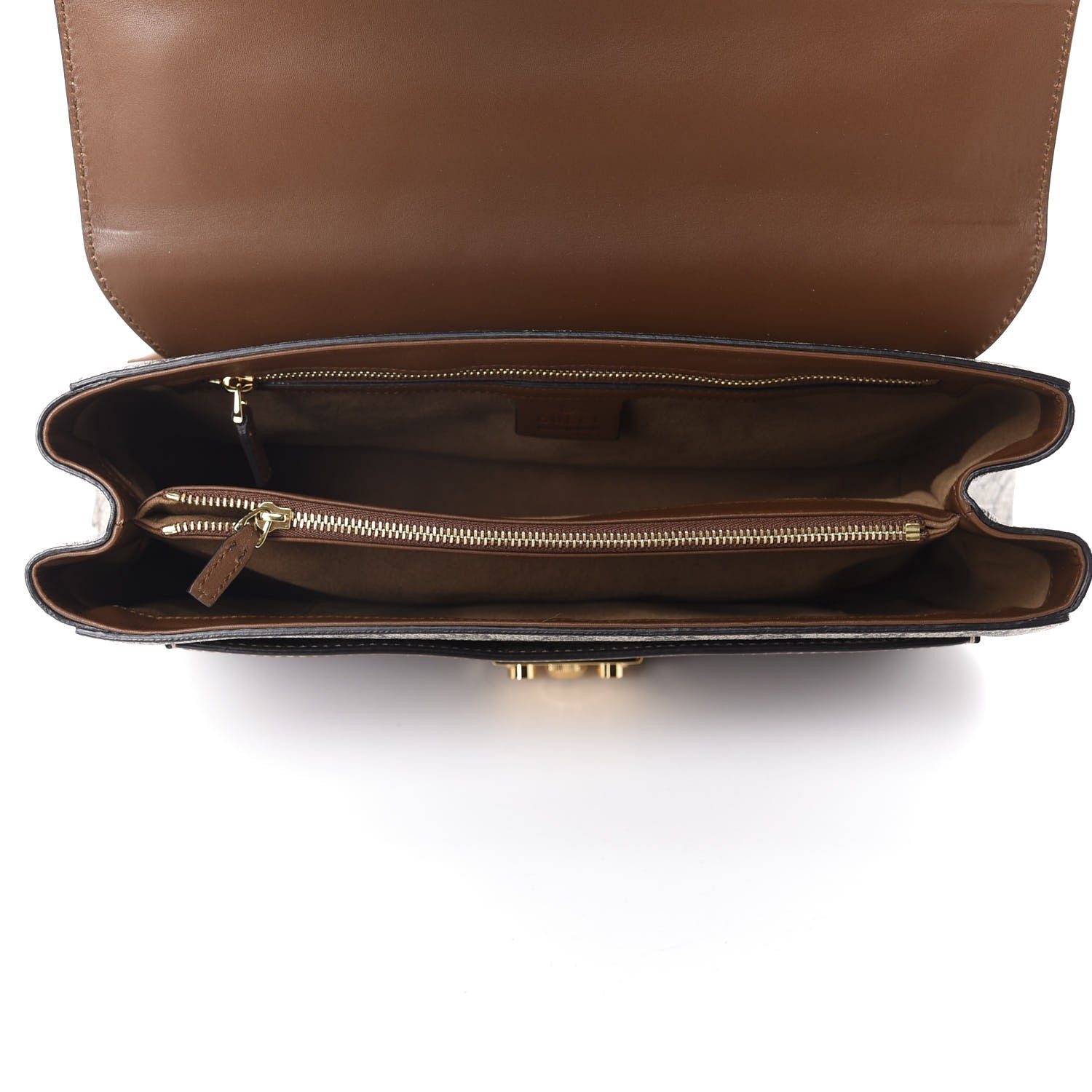 Gucci GG Supreme Monogram Calfskin Padlock Slip Pocket Shoulder Bag Beige Cuir 4 of 9