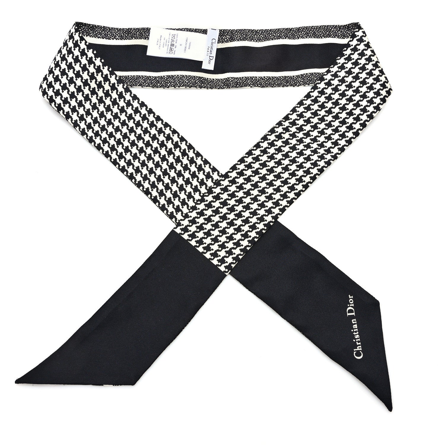 Christian Dior Silk 30 Montaigne Mitzah Scarf Black White 1545125