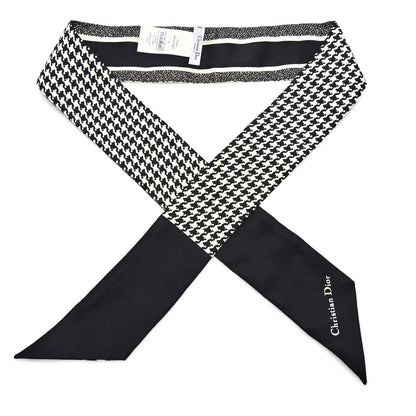 Christian Dior Silk 30 Montaigne Mitzah Scarf Black White 1 of 3