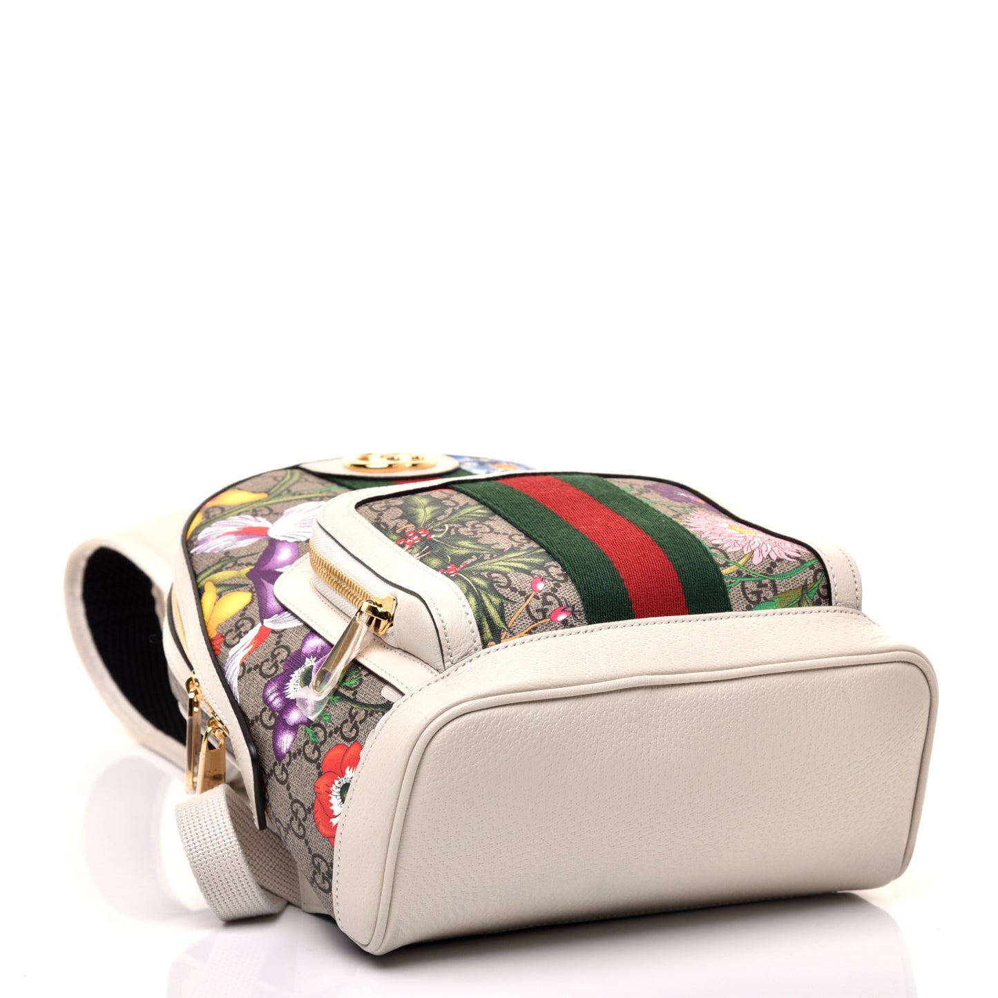 GG Supreme Monogram Flora Web Small Ophidia Day Backpack White