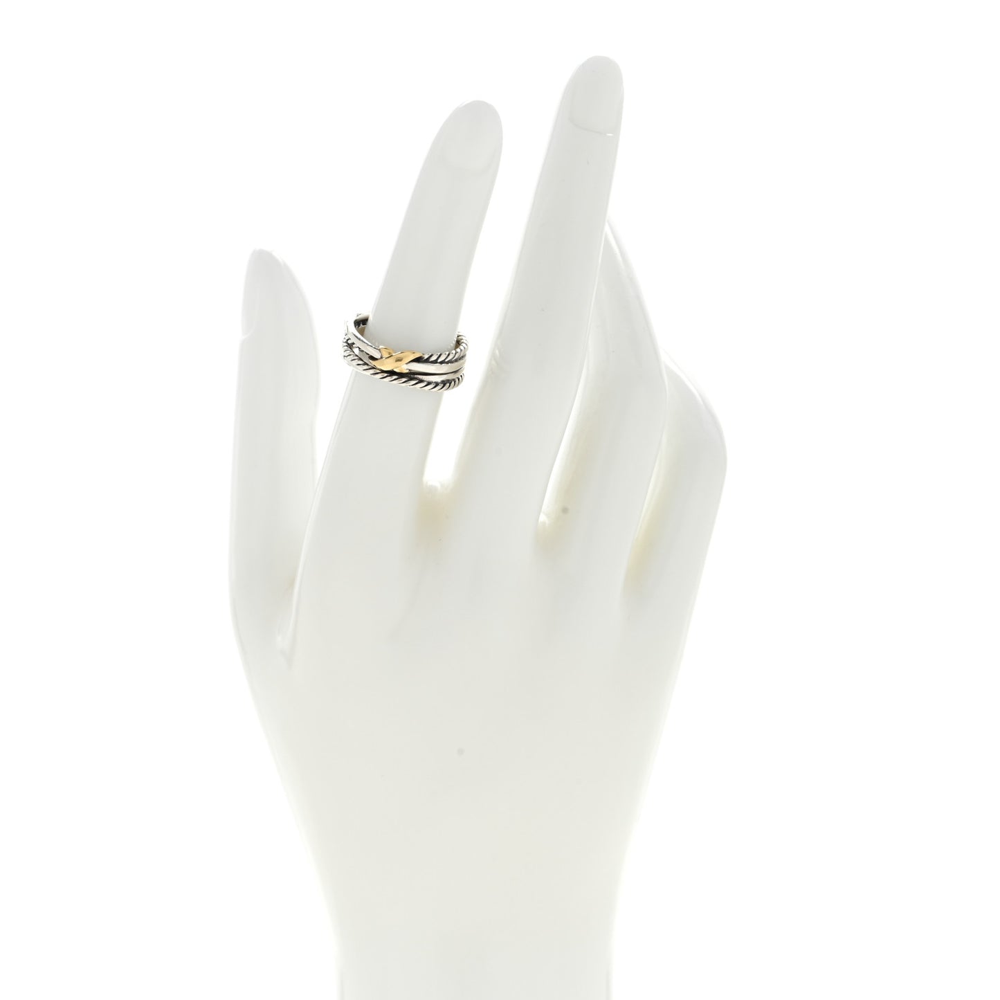 Sterling Silver 18K Yellow Gold 6mm X Crossover Ring 50 5.5