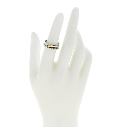 David Yurman Sterling Silver 18K Yellow Gold 6mm X Crossover Ring 50 5.5 2 of 4