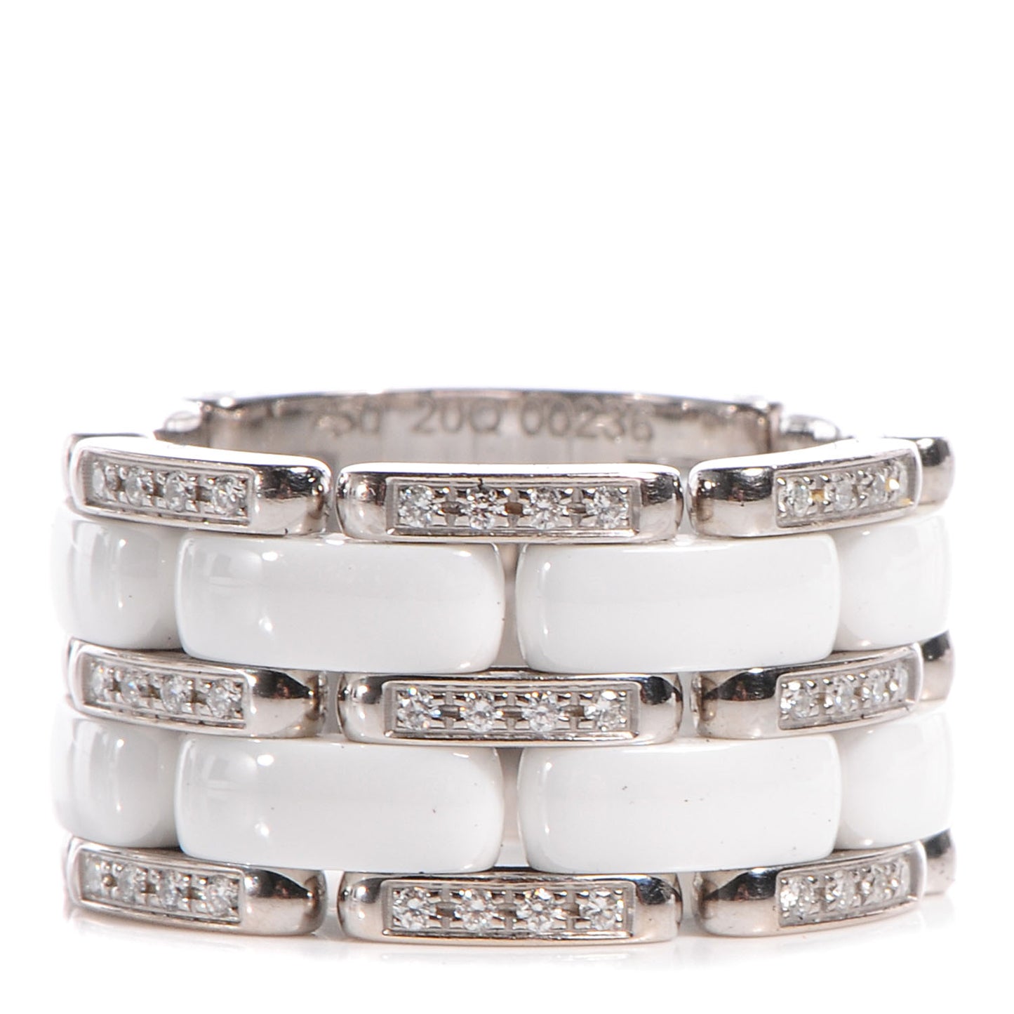 18k White Gold Diamond Ceramic Large Ultra Ring White 7.5