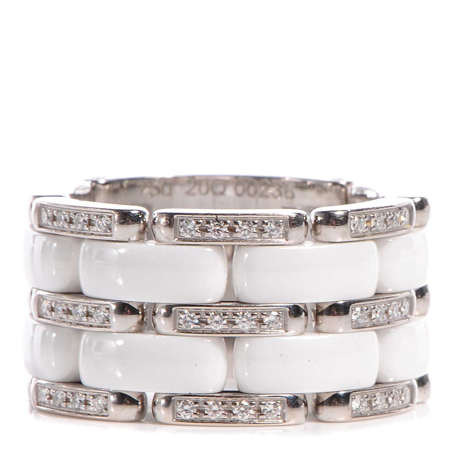 Chanel 18k White Gold Diamond Ceramic Large Ultra Ring White 7.5 1 of 7