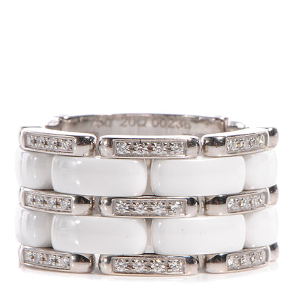Chanel 18k White Gold Diamond Ceramic Large Ultra Ring White 7.5 1 of 7