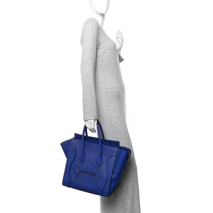 Celine Drummed Calfskin Mini Luggage Indigo 2 of 9