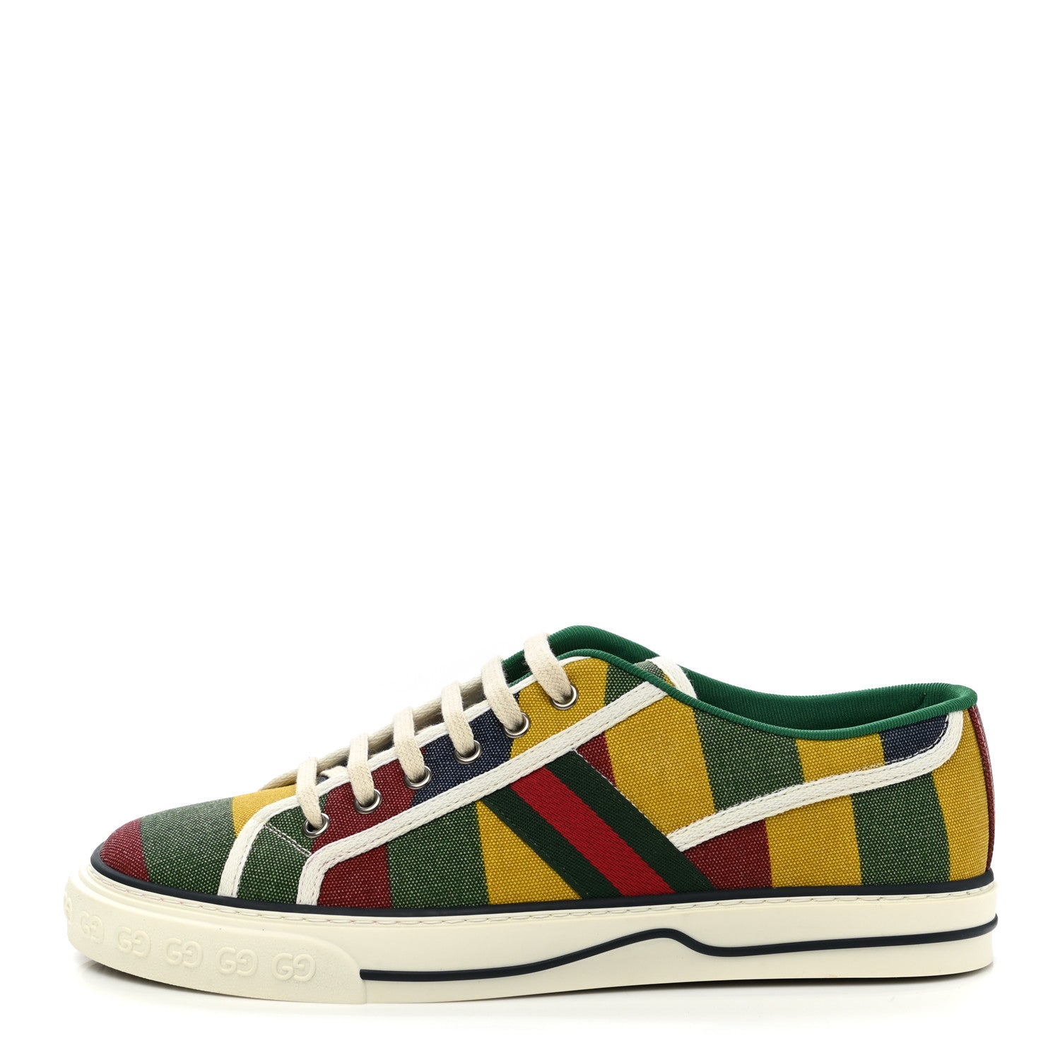Gucci Canvas Web Marley Stripe Mens 1977 Tennis Sneakers 8.5 Multicolor Mystic White 1 of 8