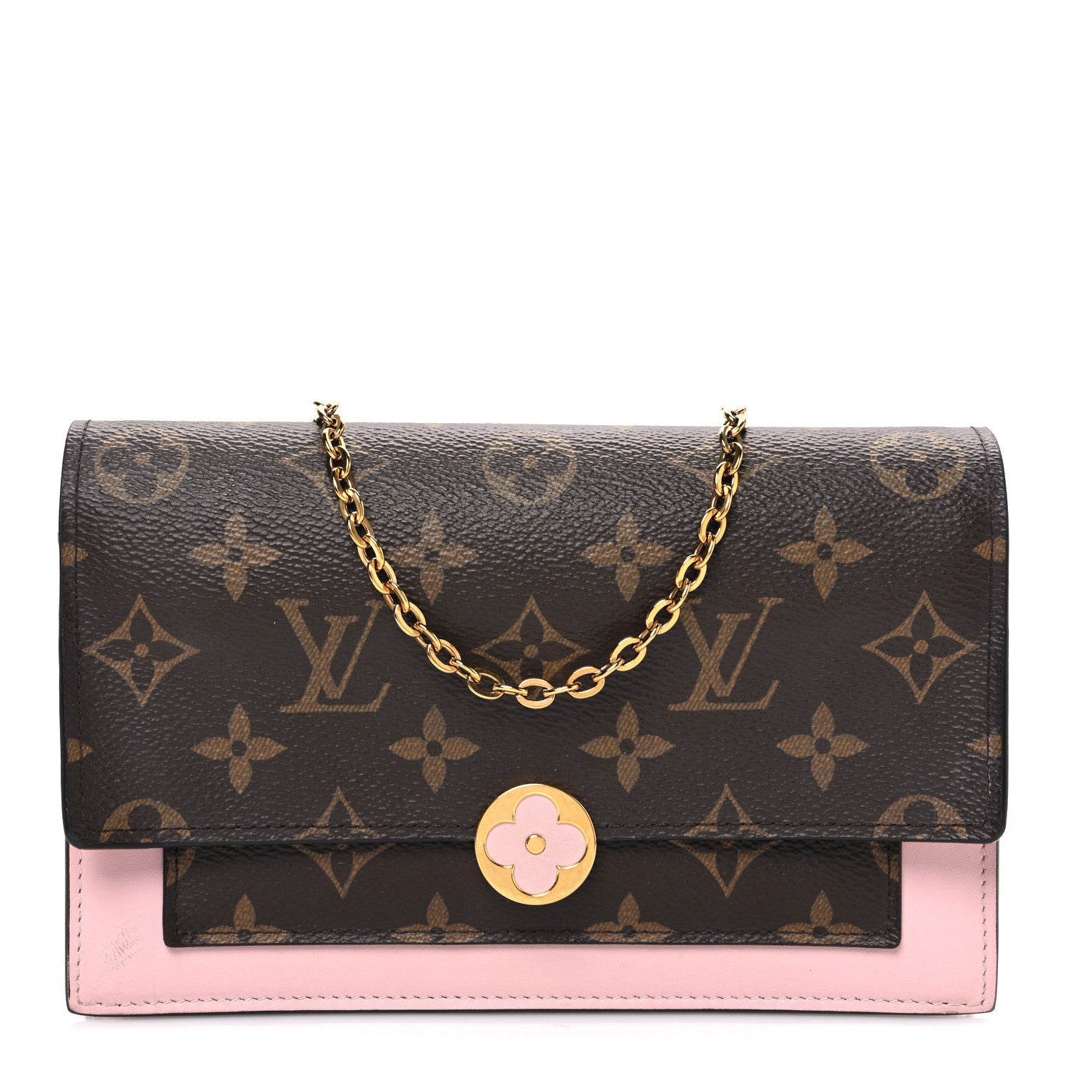 Louis Vuitton Monogram Flore Chain Wallet Rose Ballerine 1 of 9