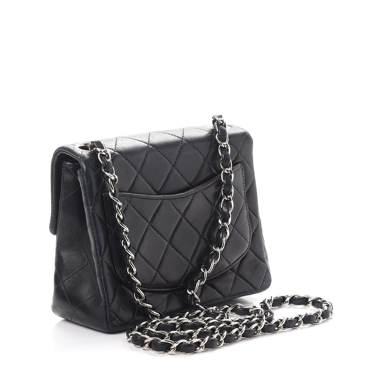 Lambskin Quilted Mini Square Flap Black