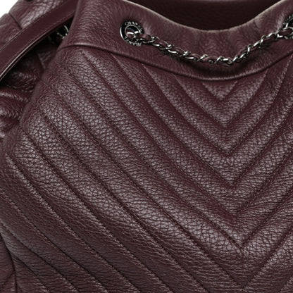 Chanel Deerskin Chevron CC Chain Bucket Drawstring Bag Burgundy 9 of 10