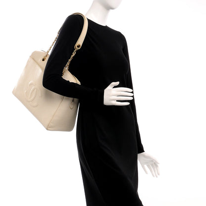 Chanel Caviar Large CC Shoulder Bag Ivory 2 of 21