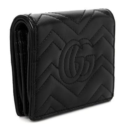 Gucci Calfskin Matelasse GG Marmont Card Case Wallet Black 3 of 8