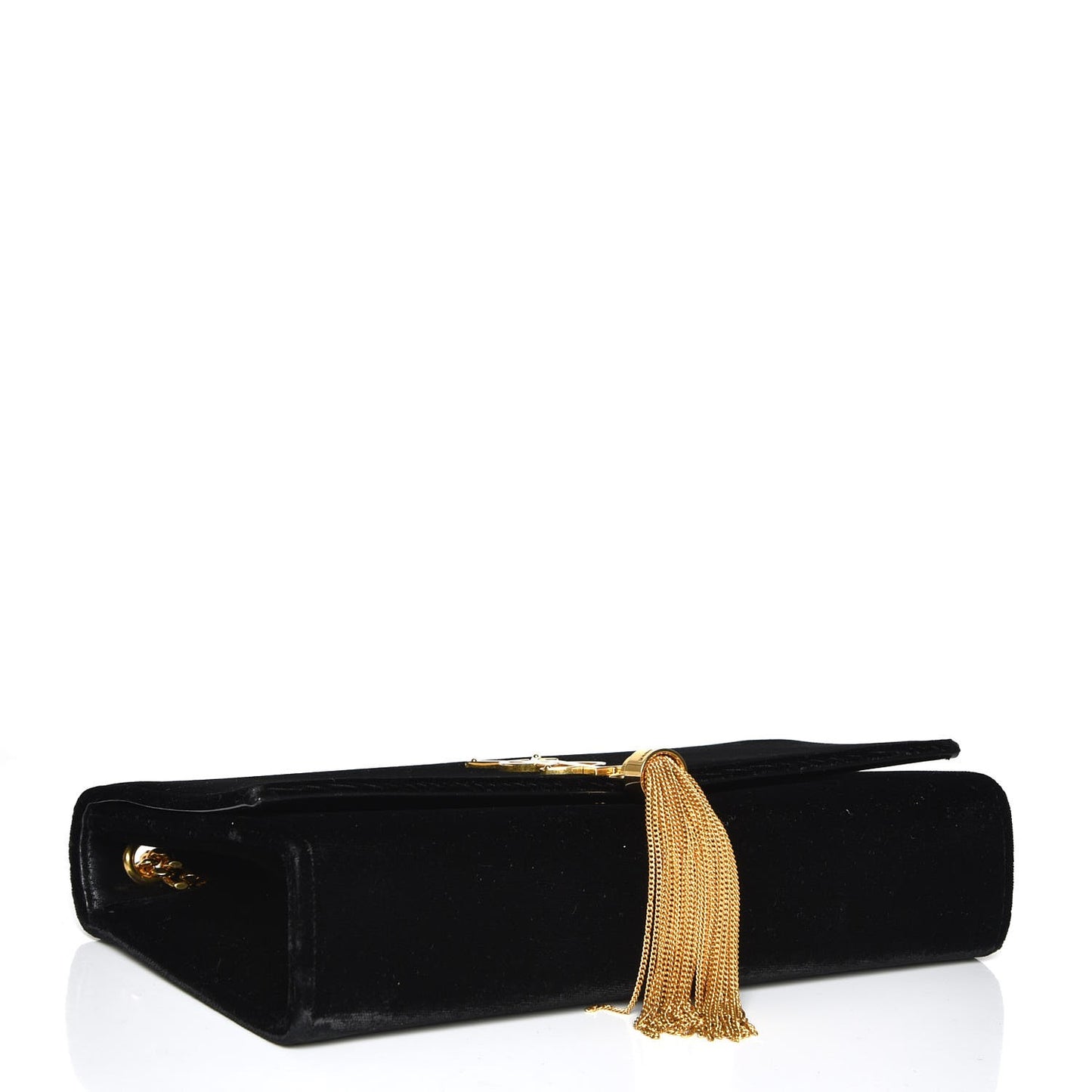 Velvet Medium Monogram Kate Tassel Shoulder Bag Black