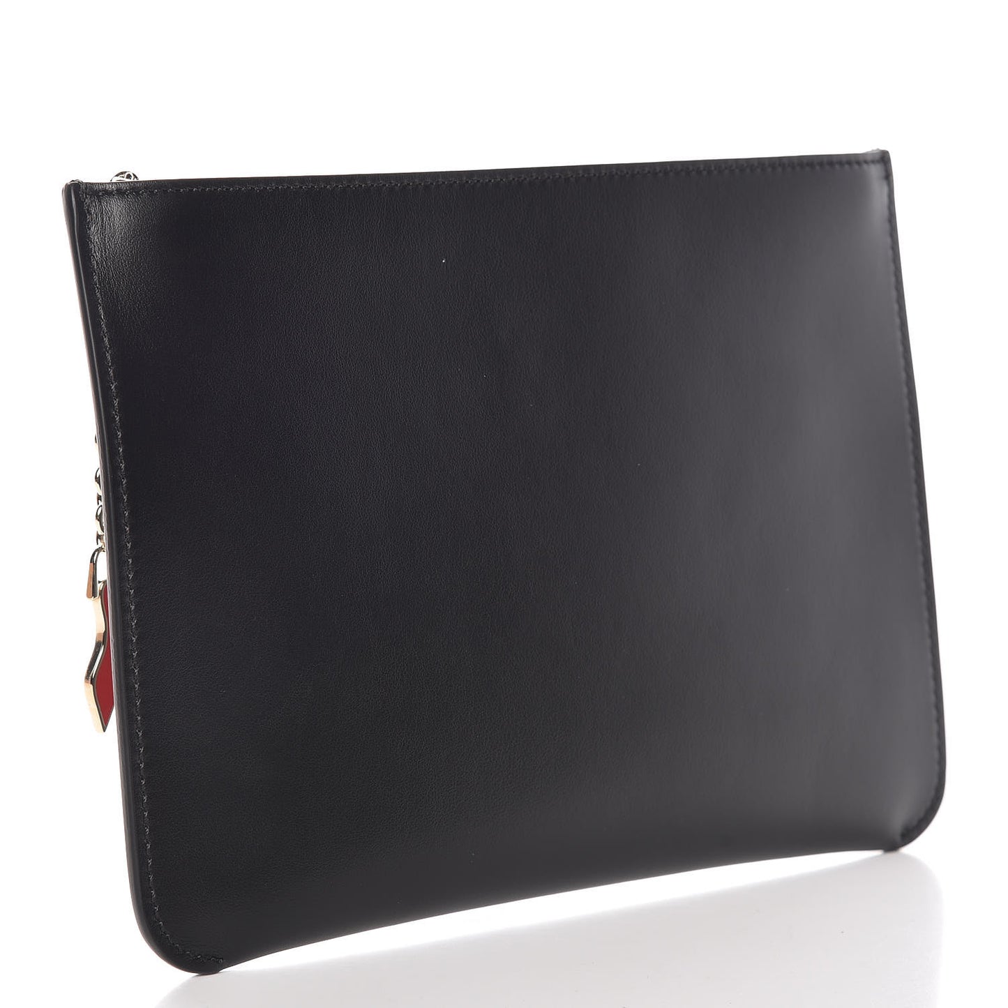 Calfskin Loubicute Charms Clutch Black
