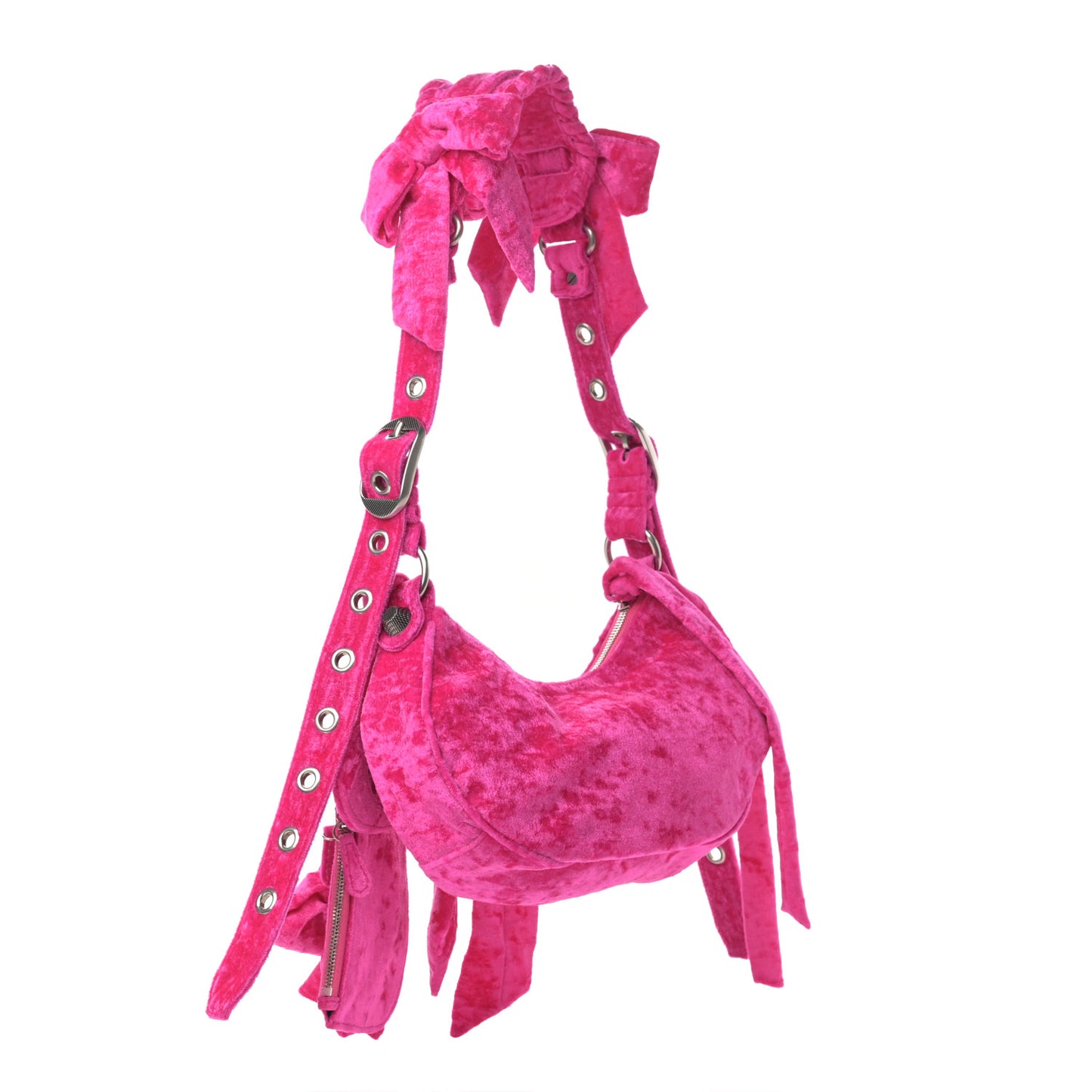 Crushed Velvet Le Cagole Shoulder Bag XS Orchid