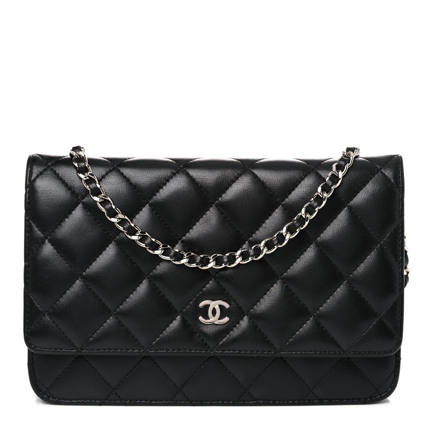 Chanel Lambskin Quilted Wallet On Chain WOC Black 1 of 15
