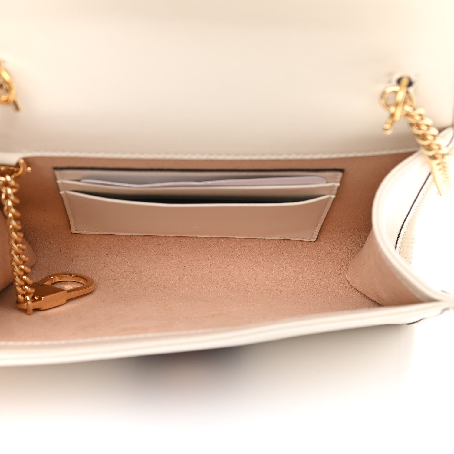Gucci Textured Calfskin Web Mini Rajah Slim Flap Shoulder Bag Mystic White 5 of 10