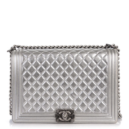 Chanel Metallic Calfskin Quilted Large Boy Flap Dark Silver 1 of 8