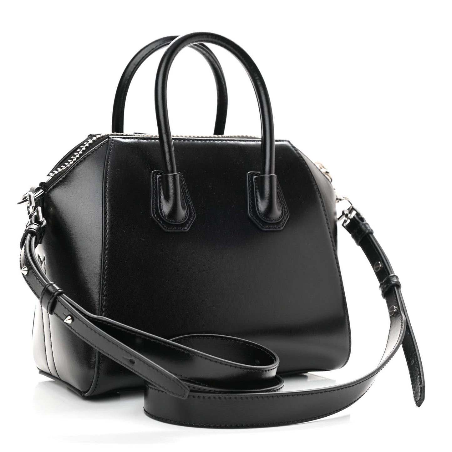 Shiny Lord Calfskin Mini Antigona Black