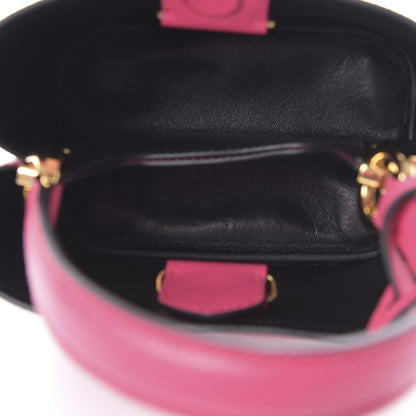 Prada Saffiano Cuir Calfskin Small Panier Bucket Bag Magenta Black 5 of 10
