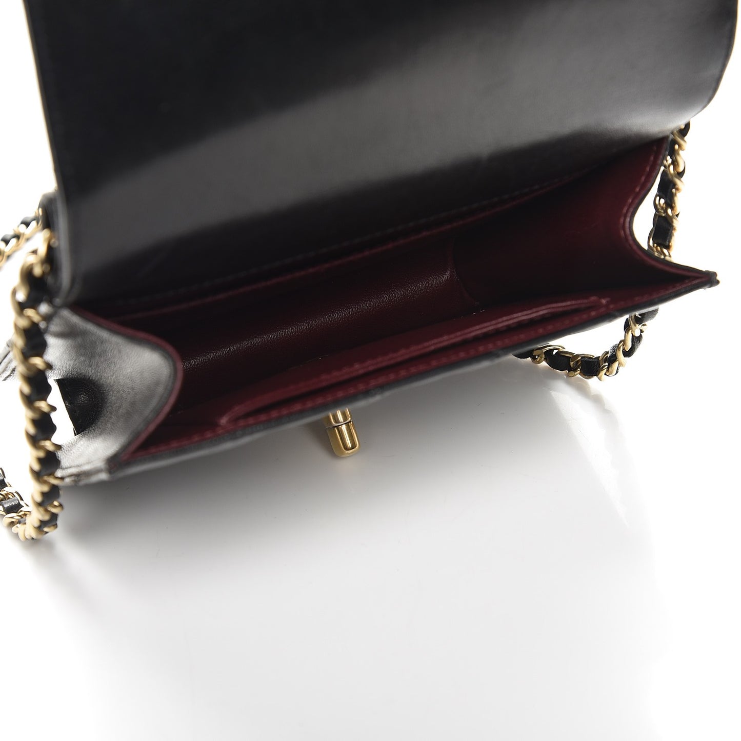 Lambskin Quilted Crossing Times Mini Flap Black