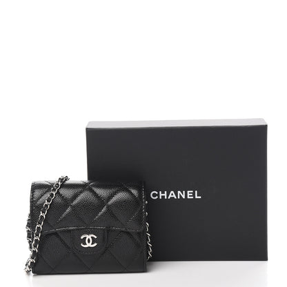 Chanel Caviar Quilted Flap Card Holder On Chain Black 10 of 10