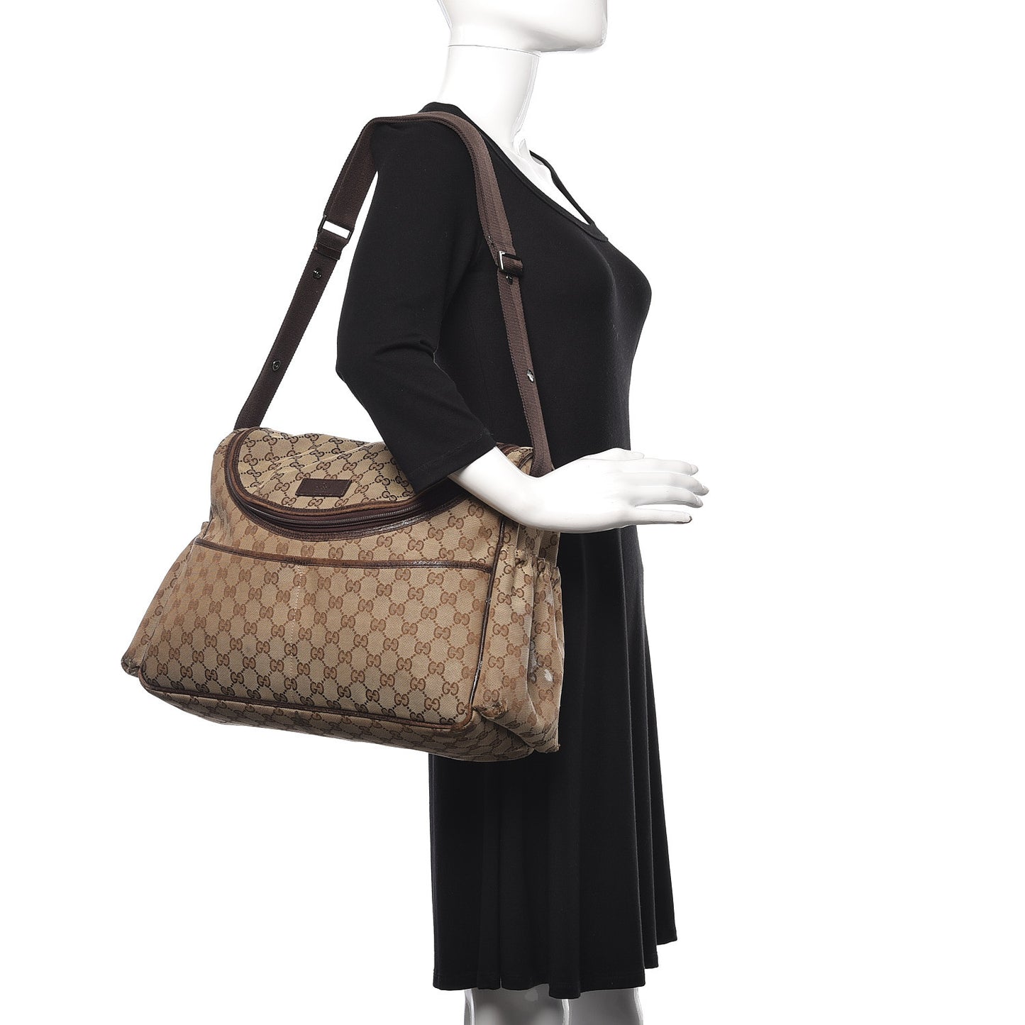 Monogram Natural Pigskin Large Diaper Bag Beige Ebony Cocoa Dark Chocolate