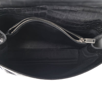 Saint Laurent Calfskin Crocodile Embossed Monogram Large College Satchel Black 5 of 12