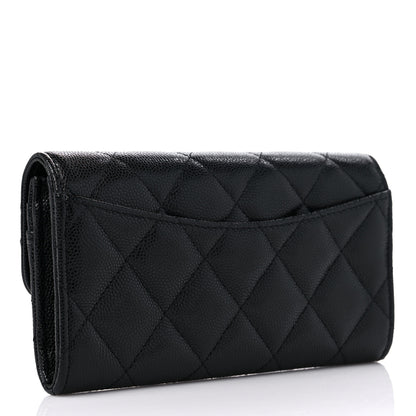 Chanel Caviar Quilted Medium Gusset Flap Wallet Black 3 of 11