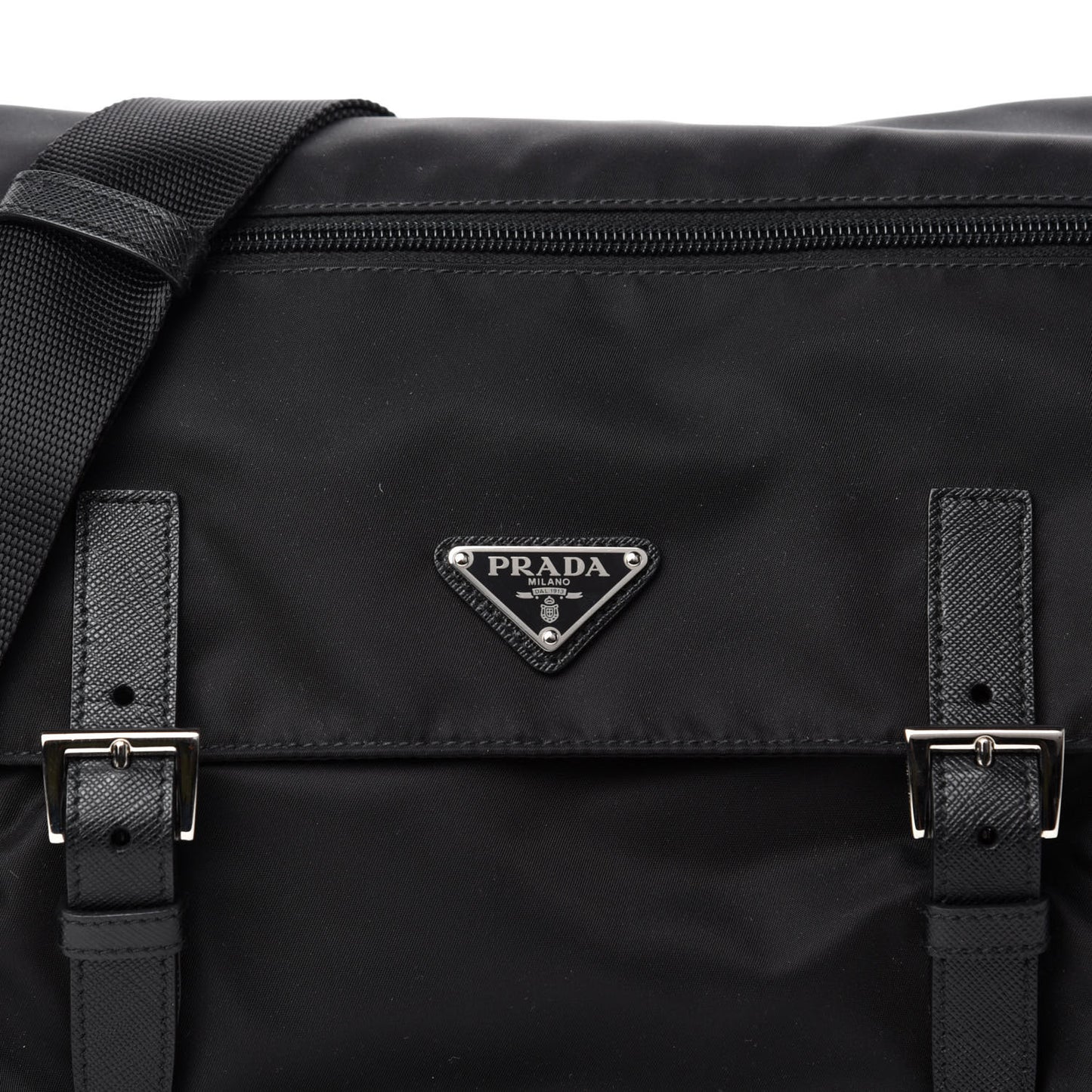 Tessuto Nylon Saffiano Messenger Bag Black