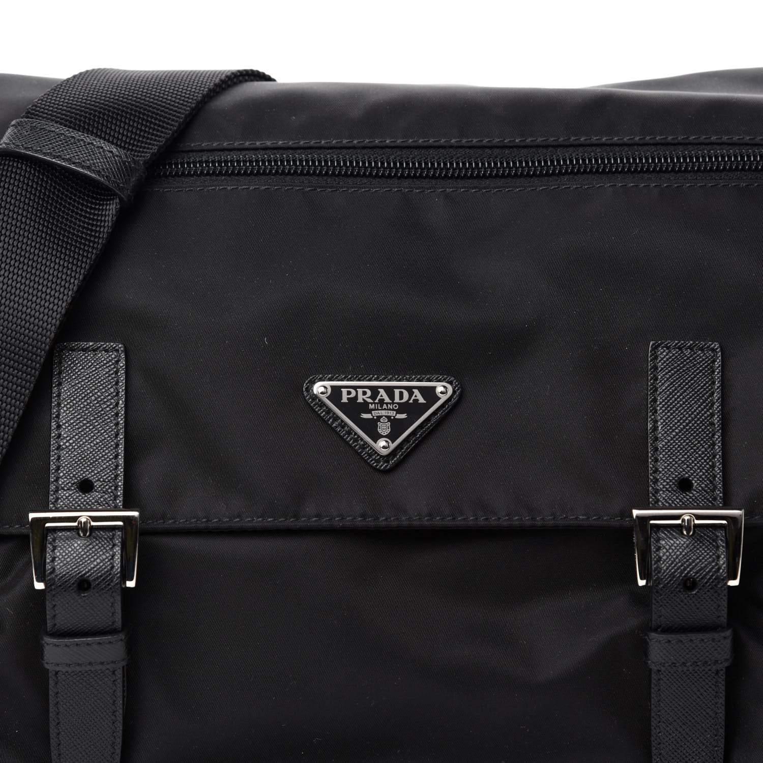 Prada Tessuto Nylon Saffiano Messenger Bag Black 10 of 10