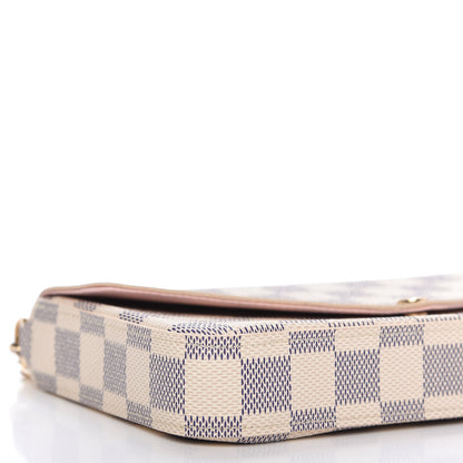 Louis Vuitton Damier Azur Pochette Felicie Chain Wallet Rose Ballerine 7 of 10