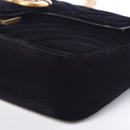 Gucci Velvet Matelasse Mini GG Marmont Shoulder Bag Black 9 of 10