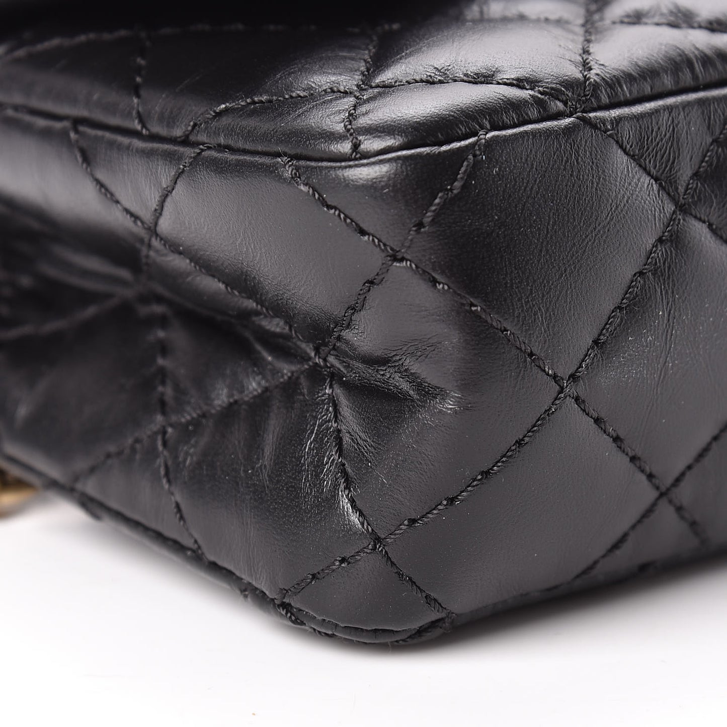 Aged Calfskin Quilted 2.55 Reissue Flap Belt Bag Clutch Black